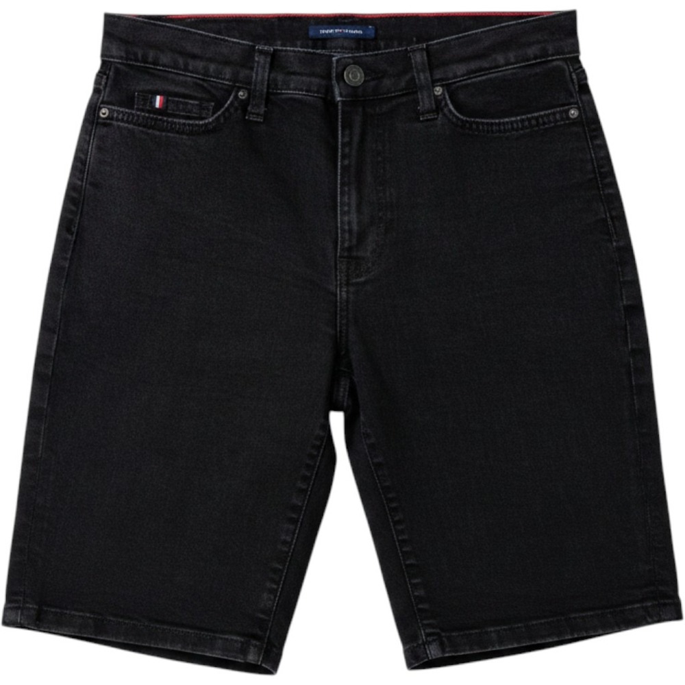Tommy Hilfiger Womens Slim Bermuda Denim Shorts Black Size 4 27 Slimming Pocket